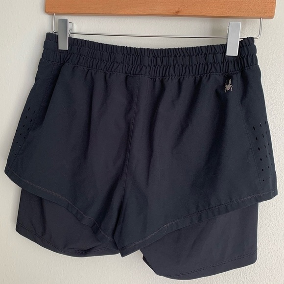 SPYDER Active laser cut double layer running short black size small - Picture 2 of 6